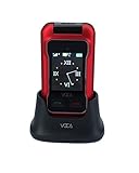 VOCA V530 Unlocked 3G Flip Cell Phone, Predictive Text, Dual Screen with Big Button and Large Font, Multi languages, SOS Button, Hearing Aid Compatible, Easy to Use Senior Citizen-Friendly, Red