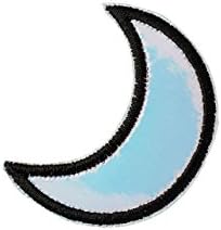 Puffy Iridescent Moon Patch, Silver