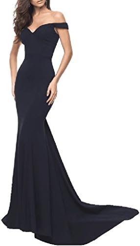 Wemarry Off the Shoulder Mermaid Evening Dress Long for Women Formal Gown Black Size 10