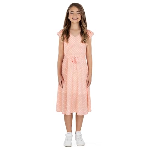 Speechless Girls' Polka Dot Crepe Dress, Peach/Ivory, 4