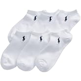 POLO RALPH LAUREN Womens Low-Cut Ankle Sock 6-Pack, White, Sock Size 9-11 (Shoe Size 4-10 1/2)