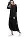 Verdusa Women's Long Sleeve Casual Loose Fit Shift Midi Long Dress with Elastic Hem Black L