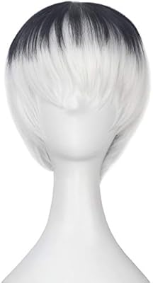 Miss U Hair Synthetic Short Straight Men Boy Black With White Hair