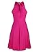 OUGES Women's Stand Collar Off Shoulder Sleeveless Cotton Casual Dress(Rose,M)