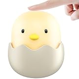 Night Light for Kids, Tecboss Rechargeable Egg Shell Night Light Nursery Baby Kids Night Light Safe ABS+Silicone, Adjustable Brightness, Touch Control, 300H Runtime