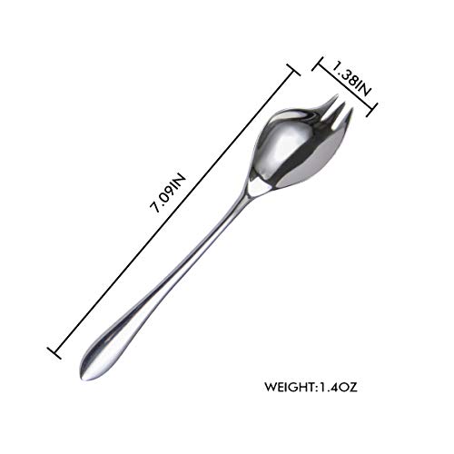 HISSF 7.08-Inch Spork, Multifunctional Spoon, Stainless Steel Spoon, Spoon for Salad, Dessert, Pasta, Soup, Set of 4 - Thumbnail 6