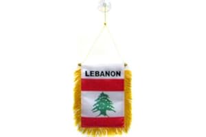 AZ FLAG - Lebanon Mini Banner - 6'' x 4'' - 100% Polyester Lebanese Small Pennant for Car - Double-Sided Flag with Suction Cu