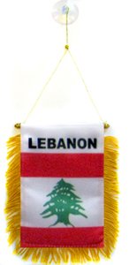 AZ FLAG - Lebanon Mini Banner - 6'' x 4'' - 100% Polyester Lebanese Small Pennant for Car - Double-sided Flag with Suction Cup Hanger