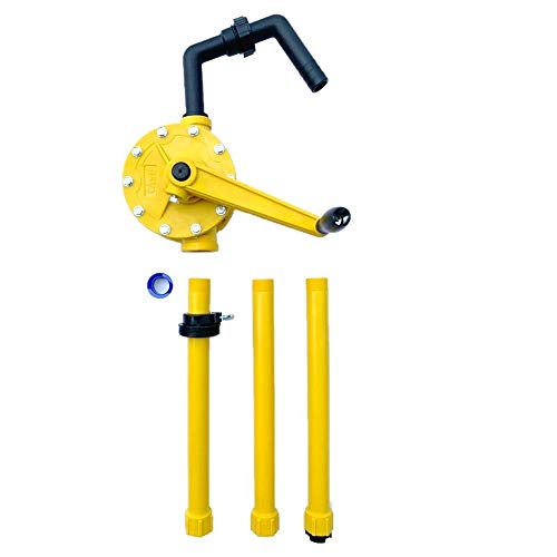 JAANHUEI RP90PJH Hand Rotary Drum Pump PP Hand Pump Oil Fuel Transfer Patented in Taiwan Yellow 51.9 inches (132 cm) PP FKM Seals 9.4 oz. (280 cc) Per Rotation for 5, 15, 30, 55 gal - Thumbnail 2