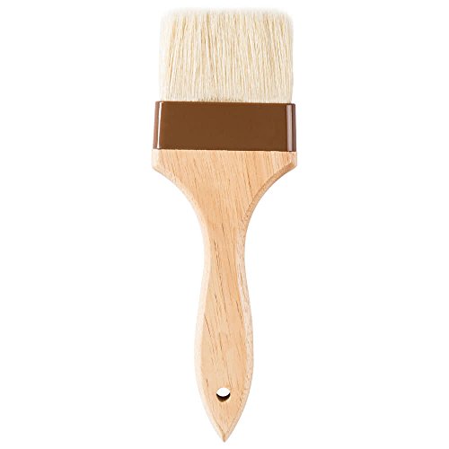 3-Inch Wide Pastry Brush with Boar Bristles and Lacquered Hardwood Handle, Basting BBQ Marinade Brush, Kitchen / Cooking Brushes