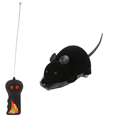 Qupida Cats Interactive Electric Toys Simulation Mouse Remote Control Prank Trick Gifts (Black)