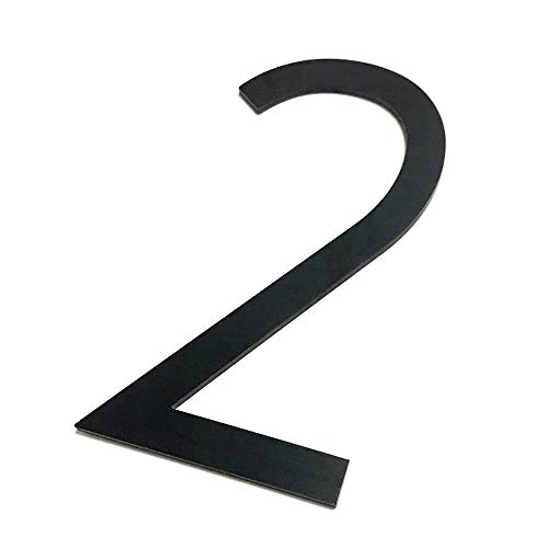 6 Inch Self Adhesive Metal House Address Number 2 Stickers for Home Doors Mailbox - Black