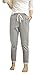 Nova 100% Cotton Women's Casual Pants with Drawstring Waist (Two Colors Optional: Vertical Stripes or Gray Lattice)