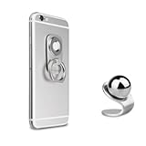 Bobonida Magnetic Phone Holder 2 in 1 Premium Car Mount Holder 360 Rotation Finger Phone Ring with Stand for All Size of Phones (Silver)