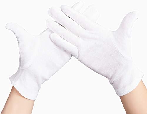 Dig Dog Bone 12pairs White 100% Cotton Ceremonial Gloves for Male Female Serving/Waiters/Drivers/Jewelry Gloves (Color : White, Size : M-Thick Cotton)