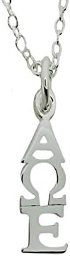 Alpha Omega Epsilon Greek Sorority Lavalier Drop Charm Pendant with Chain 16 Inches Silver Plated