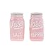 Mason Jar Pink Salt and Pepper Shakers - Cute Salt and Pepper Shakers Set of 2 - Ceramic Salt & Pepper Shaker Sets for Cooking Table Seasonings - Rustic Salt Pepper Set for Kitchen Decor (3