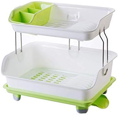 LXOICE Multi Purpose Draining Dish Rack Double Layer Dish Drainer Rack(Color May Vary)