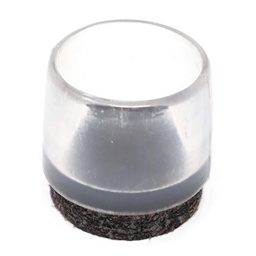 Adsamm® / 16 x Leg tips with felt for round tubes | ø for round tubes 0.67 - 0.71  (17 - 18 mm) | trasparente | round | outer caps with felt for tubular steel chairs