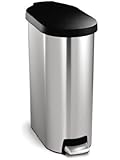 simplehuman 45 litre slim step can - plastic lid - stainless steel