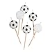 Soccer-Themed Birthday Candles (Pack Of 6) - Black & White Wax Candles On Wooden Picks - Ideal For Sports Fans Celebrations