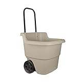 Suncast 2-Wheel Resin Multi-Purpose Cart with Handle - 15.5 Gallon Cart for Garden, Grocery Store and Home - Brown