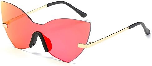 AOME One Piece Mirrored sunglasses, Butterfly Designer Cat Eye Sunglasses (Gold&amp;Red, 2.0)