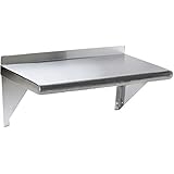 36” x 12" Stainless Steel Solid Wall Shelf 18 Gauge Shelves w/2 Brackets, *NSF*
