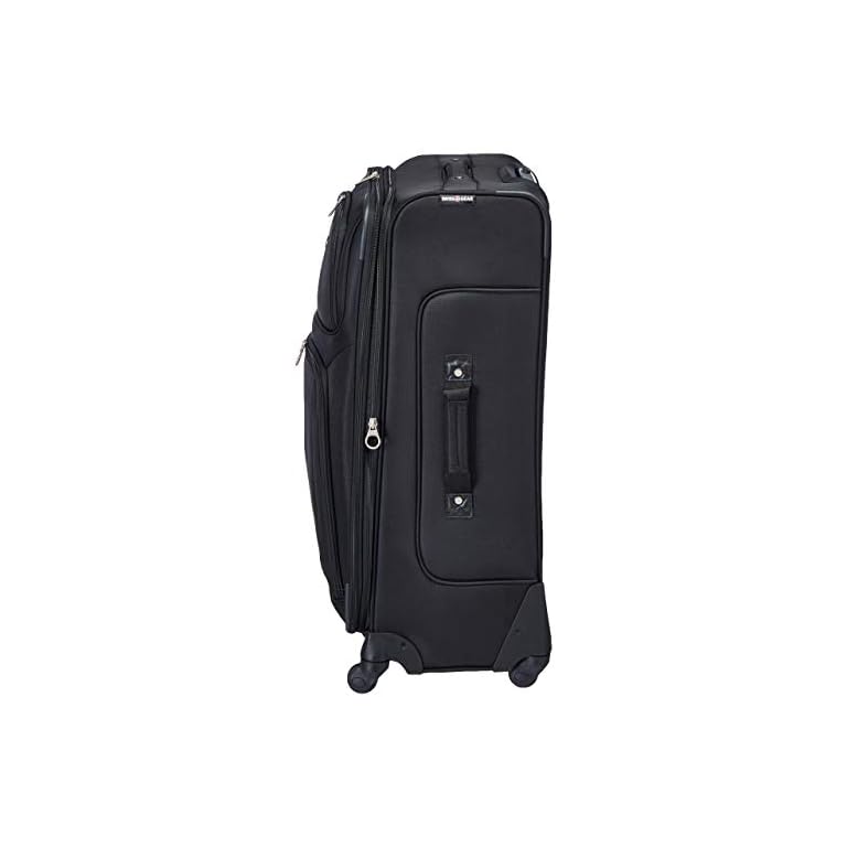 SwissGear Sion Softside Luggage with Spinner Wheels, Black, Checked