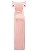 Women's Off Shoulder Short Sleeve Ruched Side Slit Bodycon Maternity Maxi Dress Antique Pink
