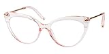 SOOLALA Ladies Oversized Cat Eye Reading Glass Modern Eyeglass Frame, Pink, 1.5