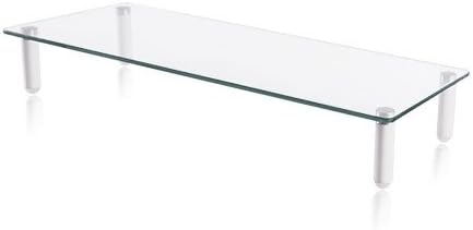 Impact Mounts LCD LED Computer Monitor Table Riser with Tempered Glass, Shelf Space Saver Laptop (Fixed Leg)