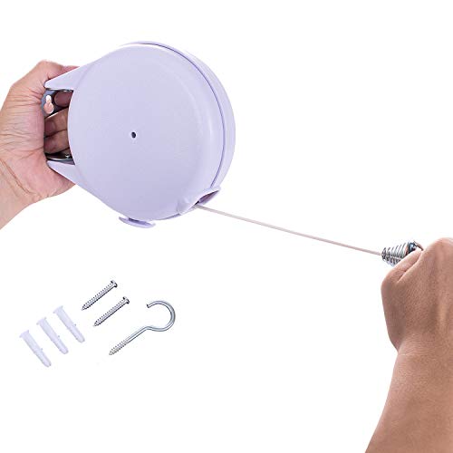 Liberty Shop 24/7 Retractable Indoor Clothesline with 40 ft Cord Portable Heavy Duty PVC Clothesline - Wall Mounted Adjustable Easy Installation - Hang Wet or Dry Laundry