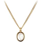 VICHILL 18K Gold Plated Gemstone Women Pendant Necklace Dainty Link Chain Necklaces for Women Ruby Amber Gemstone Pendants