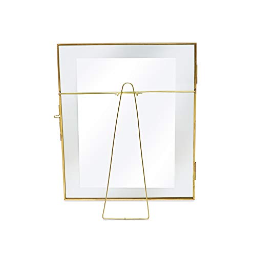 Isaac Jacobs 8x10, Antique Gold, Vintage Style Brass and Glass, Metal Floating Desk Photo Frame (Vertical), with Locket Closure for Pictures, Art, More - Thumbnail 2