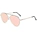 DUMOK Aviator Sunglasses Unisex Flat Lens Mirrored Metal Classic Shades DSR003 With Gold Frame/Pink Lens