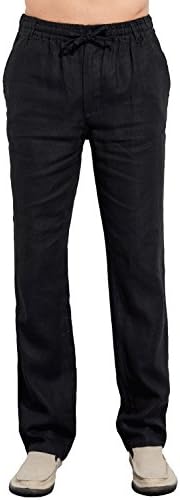 Shelers Men's Drawstring Casual Beach Trousers Linen Summer Pants