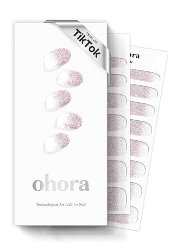 ohora Tiras de uñas de gel semicuradas (N Basic Nails No.3) – Funciona con cualquier lámpara de uñas, calidad de salón, fácil de aplicar y quitar – Incluye 2 almohadillas de preparación – rosa