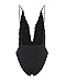 StyleDome Women Lace Strap Halter Plunge V Neck Bodysuit Bodycon Stretch Babydoll Leotard Black US 4
