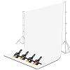 Emart White Backdrop Background Screen 9 x 15 ft Muslin Photo Video Backdrop Studio, 4 x Backdrop Clamp Included