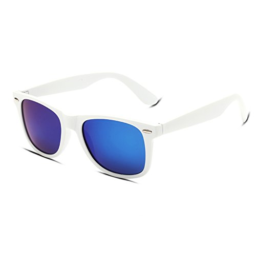 Men Classic Aviator Sunglasses Polarized Dark Glasses Driving (white, blue)