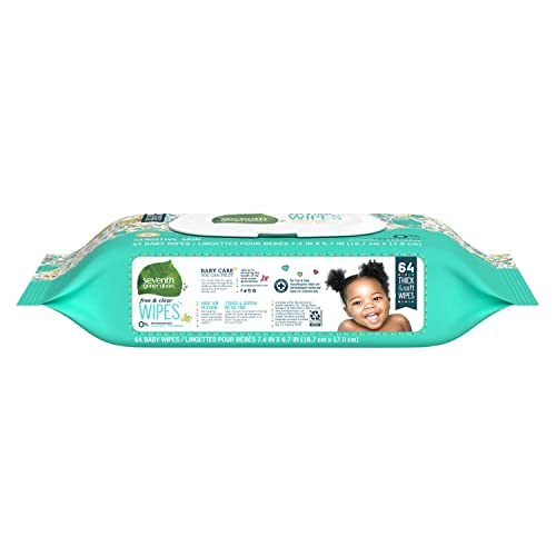 Seventh Generation Baby Wipes Sensitive Protection with Snap Seal Unscented Baby Wipes 64 Count