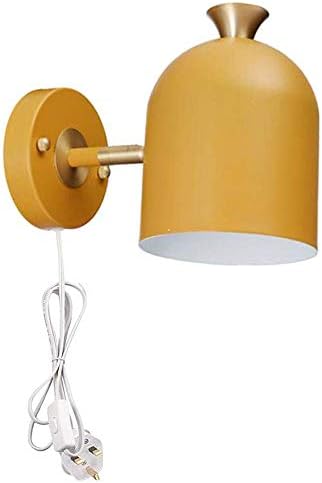 Adjustable Mid Century Modern Wall Sconce Plug-in On/Off Switch Yellow Minimalist Lamp Spotlight，CE Certification