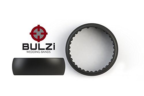 BULZi Wedding Bands, Massaging Comfort Fit Premium Silicone Ring with Airflow, Men's and Women's Rings, Breathable Flexible Work Safety Design (Black, Size 12 - (8mm Width Band))