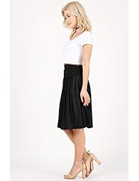 Falda para dama de tamaño regular y grande con bolsillos hasta la rodilla, falda con flores fruncidas, fabricada en EE. UU.
