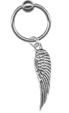 Tiny Angel Wing Dangle Captive Ring-20g-18g-16g-14g-12g Steel Captive Bead Ring-Helix Cartilage Earring Piercing Jewelry 316L ASTM F-138 Implant Grade Stainless Steel Body Jewellery Hoop