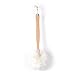 Bath Sponge & Brush Long Handled Loofah Back Scrubber Shower & Bath Exfoliating Pouf Scrubber on a Stick Body Back Brush with a Wood Handle Loofah Mesh for Men & Women By Krramel (WHITE)