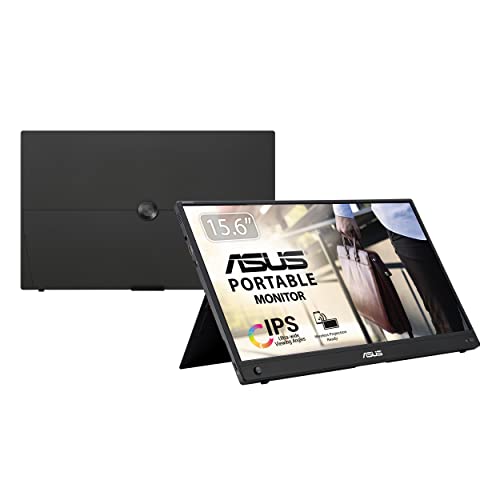 ASUS ZenScreen Go MB16AWP - 15,6 Zoll tragbarer USB Monitor - Full HD 1920x1080, Hybrid Typ-C, Mini HDMI, Autorotation, Kickstand, Akku, Wireless Mirroring, Stativ Sockel - IPS, 16:9, entspiegelt