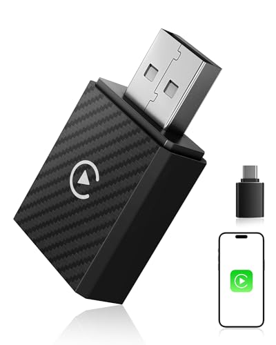 【2026 Upgraded】 Wireless CarPlay Adapter, Bluetooth V5.4 Stable Connection, WiFi 6 Dual Band High Speed, USB A/C, for Apple iPhone iOS 10+, Black