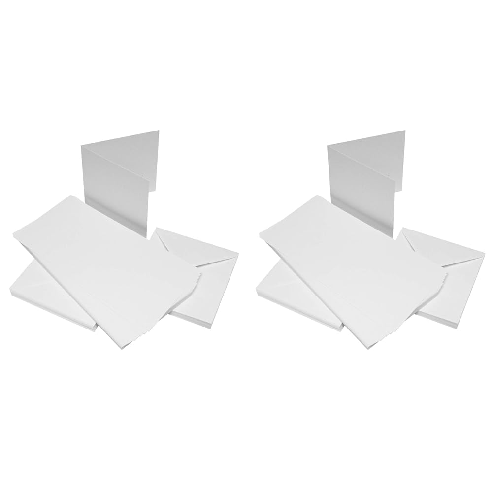 Craft UK 50 White Cards & Envelopes 6 x 6, Card, 60 x 91 x 3.81 cm (Pack of 2)